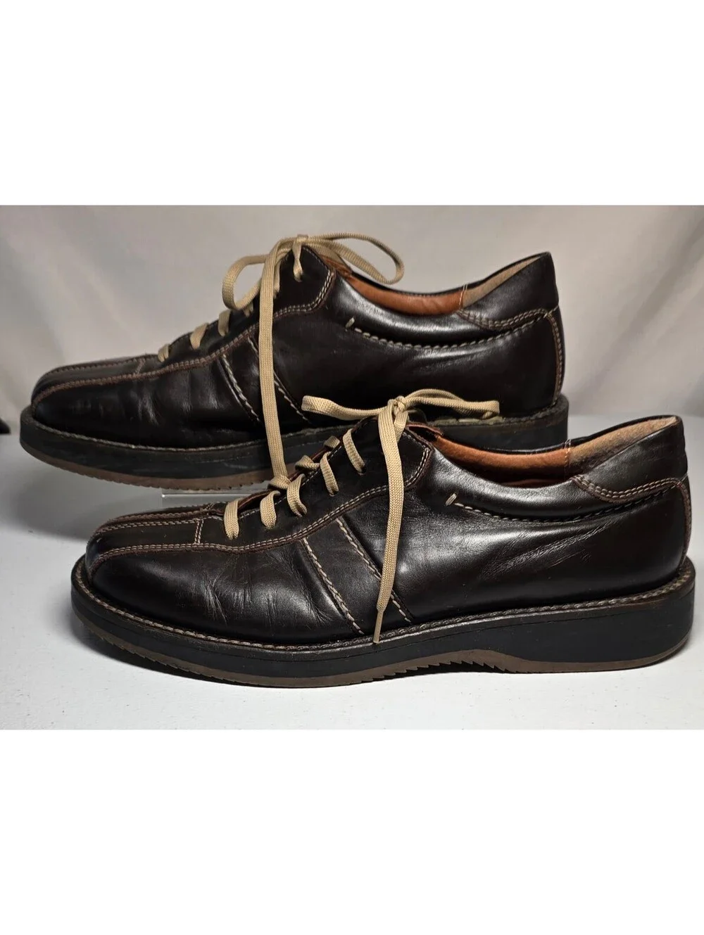 Bass Men's Size 10.5 Sneaker Chocolate Brown Leather Lace-Up Shoes Made in Italy